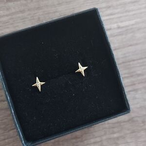 Gold Plated 925 Silver Star Stud Earrings